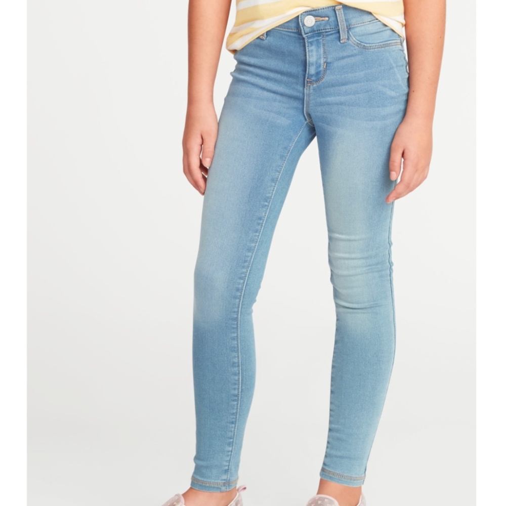 Old Navy Junior Ballerina Distressed Skinny Stretch Blue Jeans 16